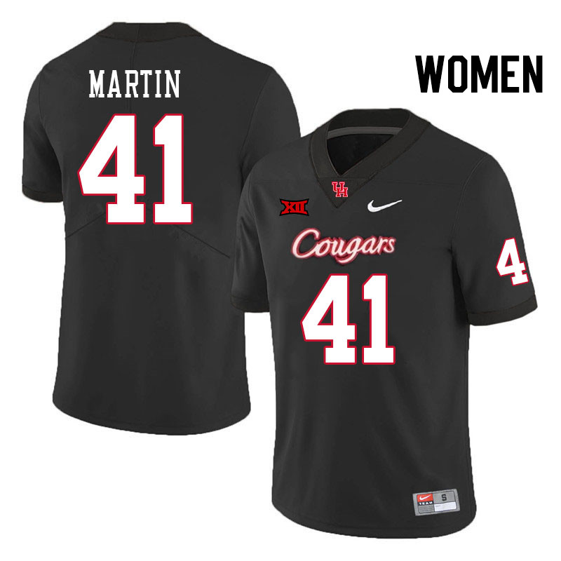 Women #41 Jack Martin Houston Cougars Big 12 XII College Football Jerseys Stitched-Black